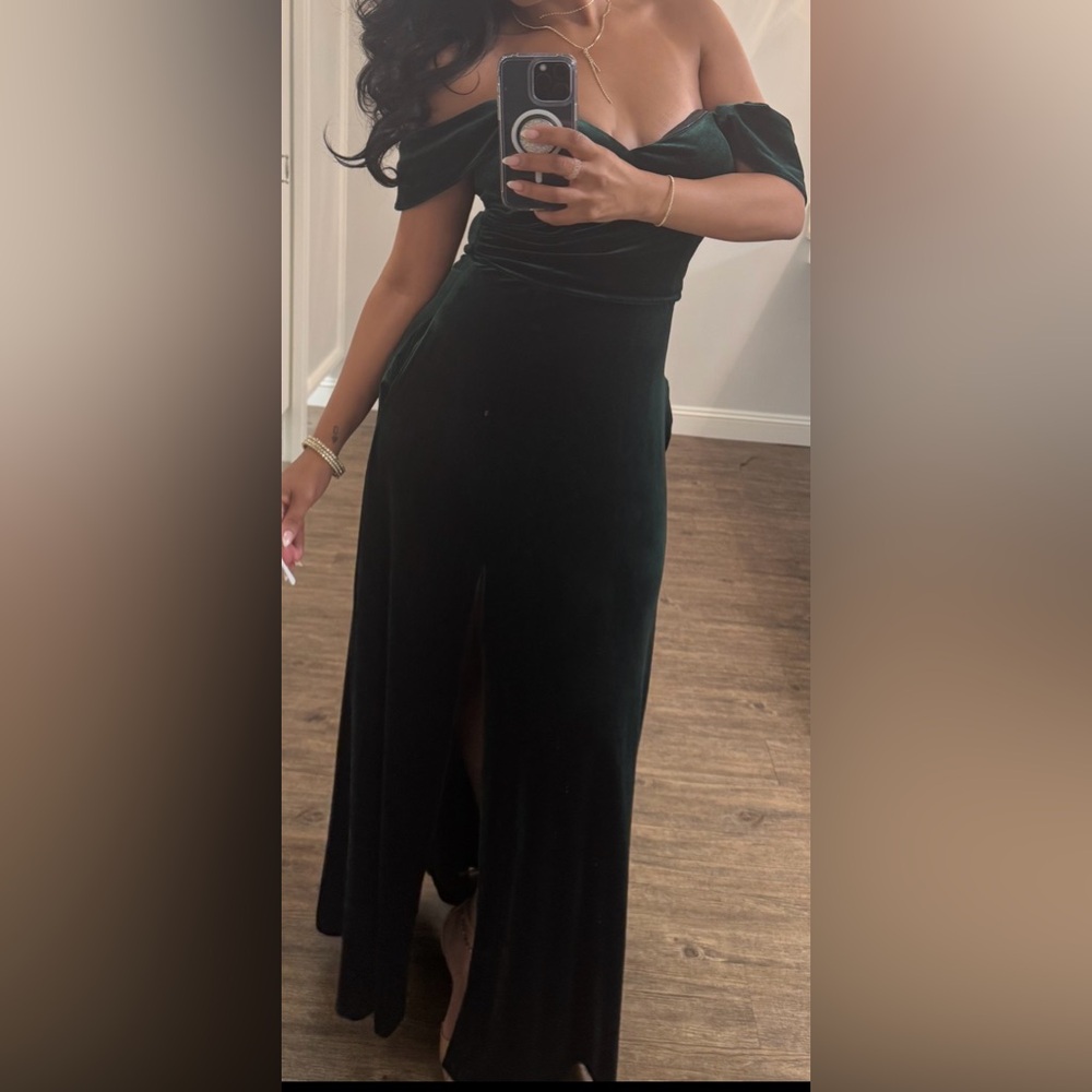 Elegant Velvet Green long dress